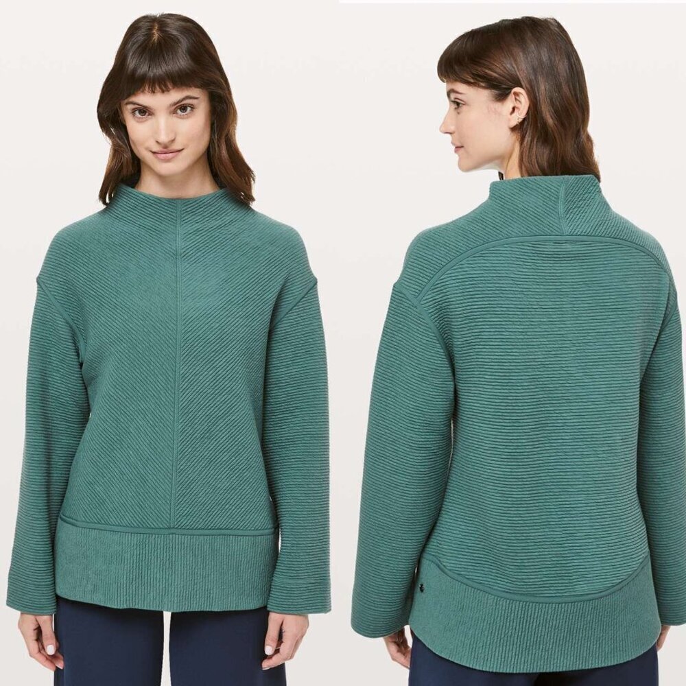 Lululemon On Repeat Mock Neck Sweatshirt Green Smoke 3019